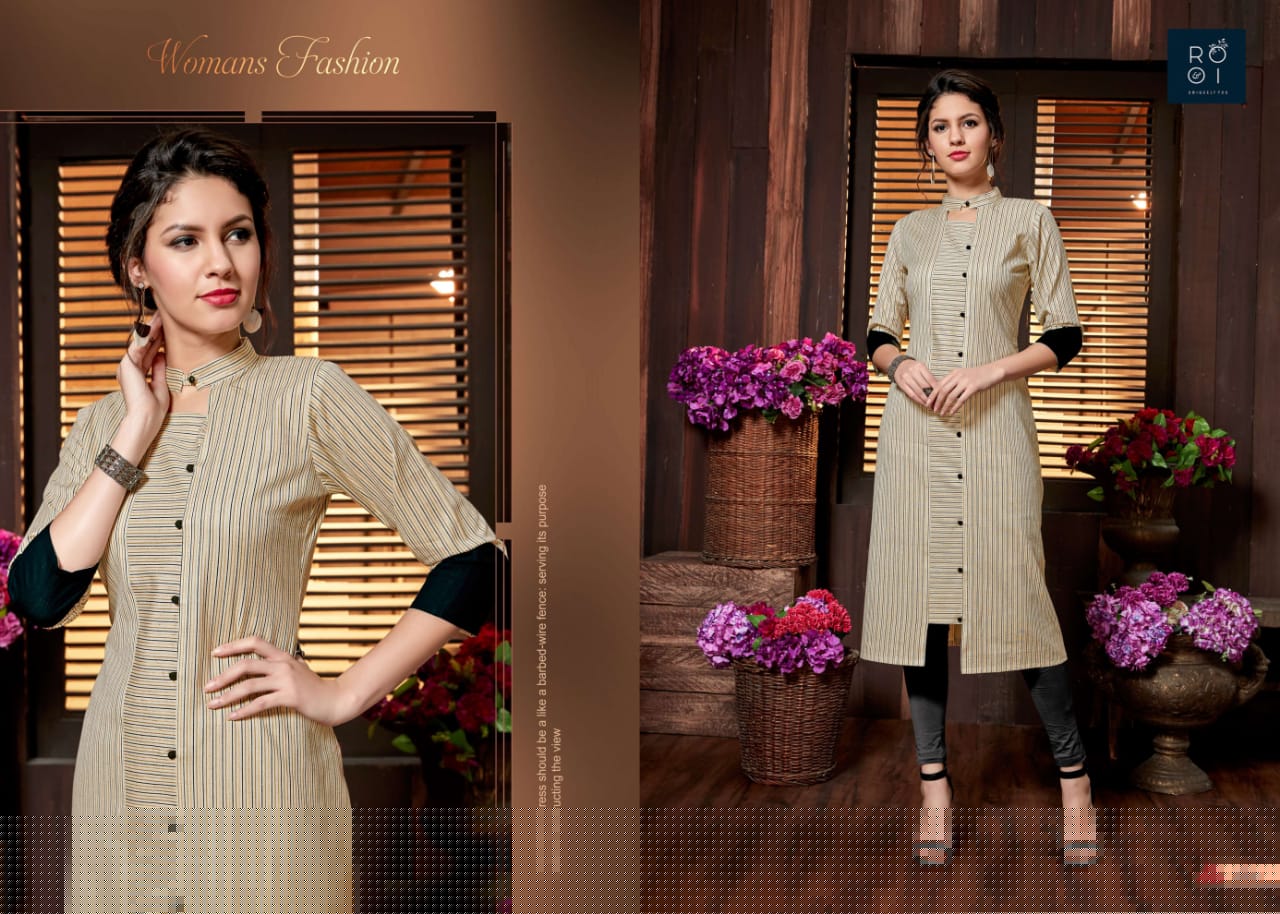 Fashion Club By Rooi Design 2001 To 2010 Series Stylish Colorful Fancy Beautiful Casual Wear & Ethnic Wear & Ready To Wear Heavy Cotton Flex, Cotton Linen, Cotton Gold Printed Kurtis At Wholesale Price
