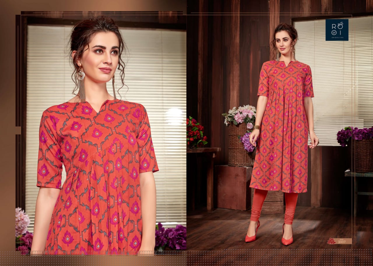 Fashion Club By Rooi Design 2001 To 2010 Series Stylish Colorful Fancy Beautiful Casual Wear & Ethnic Wear & Ready To Wear Heavy Cotton Flex, Cotton Linen, Cotton Gold Printed Kurtis At Wholesale Price
