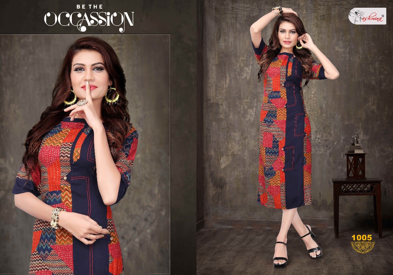 Fashmina Vol-1 By Fashmina 1001 To 1010 Series Beautiful Stylish Fancy Colorful Casual Wear & Ethnic Wear Rayon Printed Kurtis At Wholesale Price
