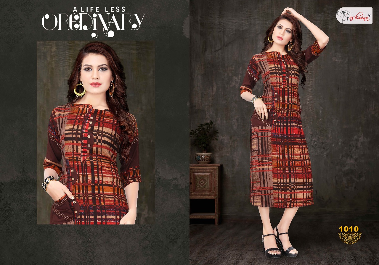 Fashmina Vol-1 By Fashmina 1001 To 1010 Series Beautiful Stylish Fancy Colorful Casual Wear & Ethnic Wear Rayon Printed Kurtis At Wholesale Price