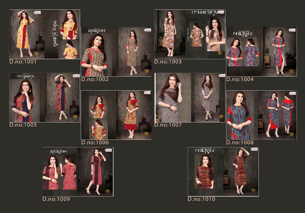 Fashmina Vol-1 By Fashmina 1001 To 1010 Series Beautiful Stylish Fancy Colorful Casual Wear & Ethnic Wear Rayon Printed Kurtis At Wholesale Price
