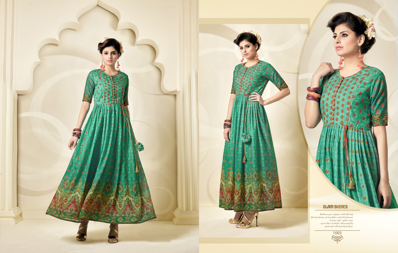 Feeza By Vandana 1001 To 1007 Series Designer Beautiful Stylish Fancy Colorful Party Wear & Ethnic Wear & Ready To Wear Muslin Silk Kurtis At Wholesale Price