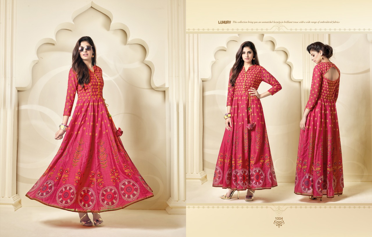 Feeza By Vandana 1001 To 1007 Series Designer Beautiful Stylish Fancy Colorful Party Wear & Ethnic Wear & Ready To Wear Muslin Silk Kurtis At Wholesale Price
