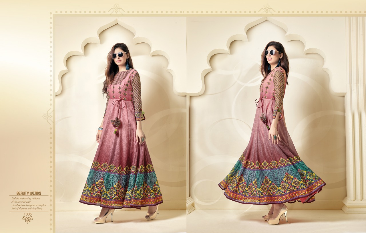 Feeza By Vandana 1001 To 1007 Series Designer Beautiful Stylish Fancy Colorful Party Wear & Ethnic Wear & Ready To Wear Muslin Silk Kurtis At Wholesale Price