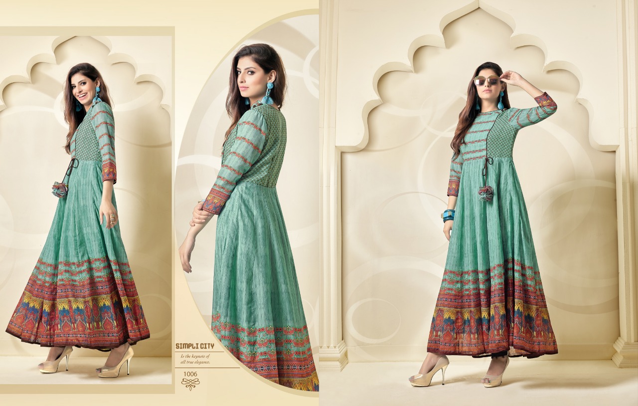 Feeza By Vandana 1001 To 1007 Series Designer Beautiful Stylish Fancy Colorful Party Wear & Ethnic Wear & Ready To Wear Muslin Silk Kurtis At Wholesale Price