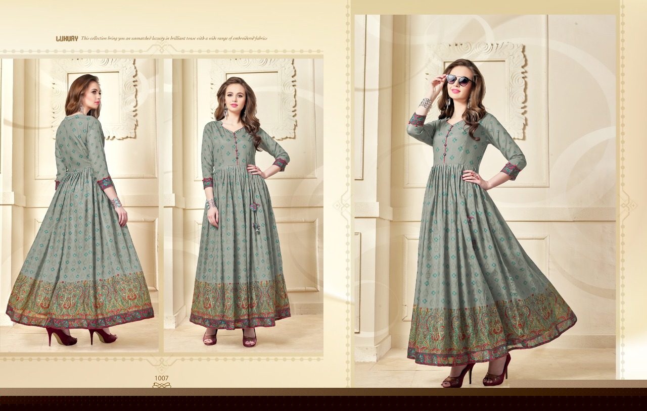 Feeza By Vandana 1001 To 1007 Series Designer Beautiful Stylish Fancy Colorful Party Wear & Ethnic Wear & Ready To Wear Muslin Silk Kurtis At Wholesale Price