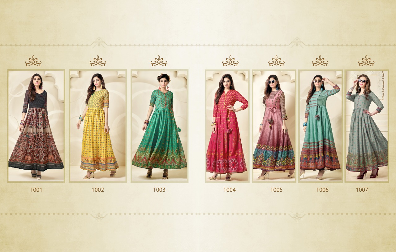 Feeza By Vandana 1001 To 1007 Series Designer Beautiful Stylish Fancy Colorful Party Wear & Ethnic Wear & Ready To Wear Muslin Silk Kurtis At Wholesale Price