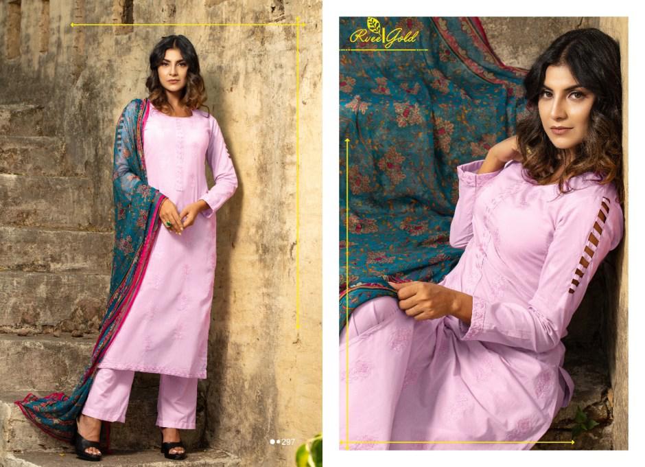 Festive Crush-khwaish By Rvee Gold Beautiful Suits Colorful Stylish Fancy Casual Wear & Ethnic Wear Jam Satin With Work Dresses At Wholesale Price