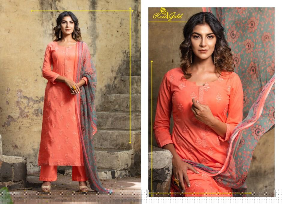 Festive Crush-khwaish By Rvee Gold Beautiful Suits Colorful Stylish Fancy Casual Wear & Ethnic Wear Jam Satin With Work Dresses At Wholesale Price