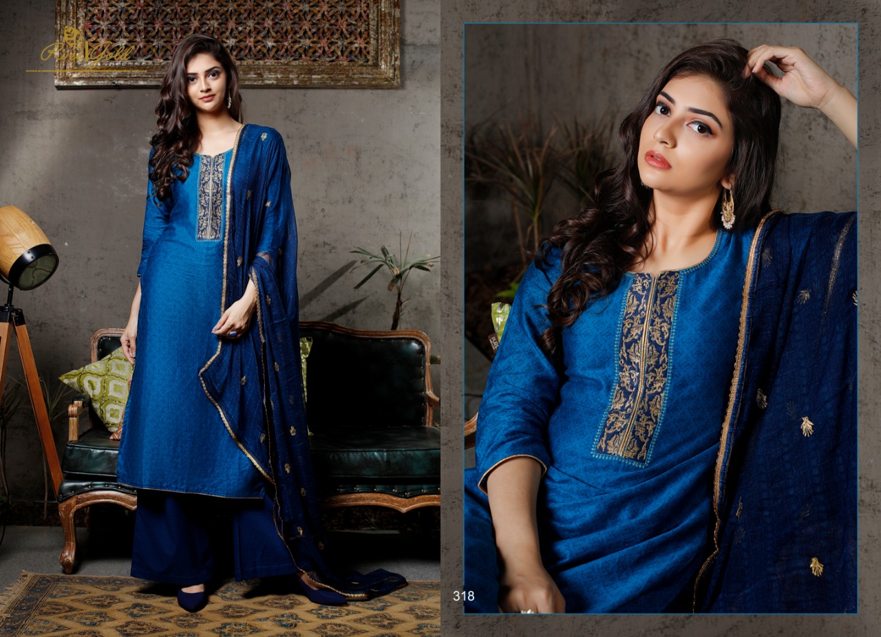 Festive Crush By Rvee Gold 314 To 321 Series Beautiful Suits Colorful Stylish Fancy Casual Wear & Ethnic Wear Jam Satin With Work Dresses At Wholesale Price