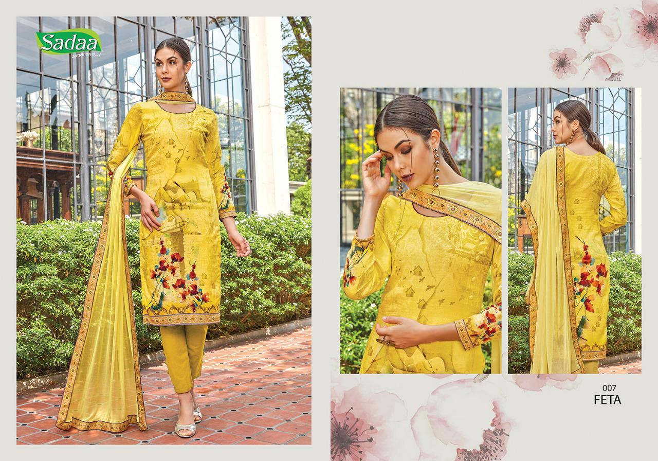 Feta Vol-1 By Sadaa 001 To 010 Series Indian Traditional Wear Collection Beautiful Stylish Fancy Colorful Party Wear & Occasional Wear Glace Printed With Embroidery Dress At Wholesale Price