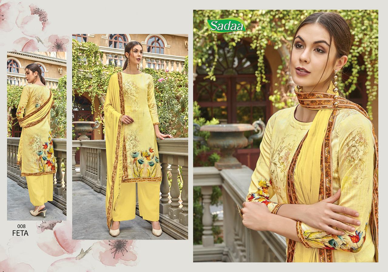 Feta Vol-1 By Sadaa 001 To 010 Series Indian Traditional Wear Collection Beautiful Stylish Fancy Colorful Party Wear & Occasional Wear Glace Printed With Embroidery Dress At Wholesale Price
