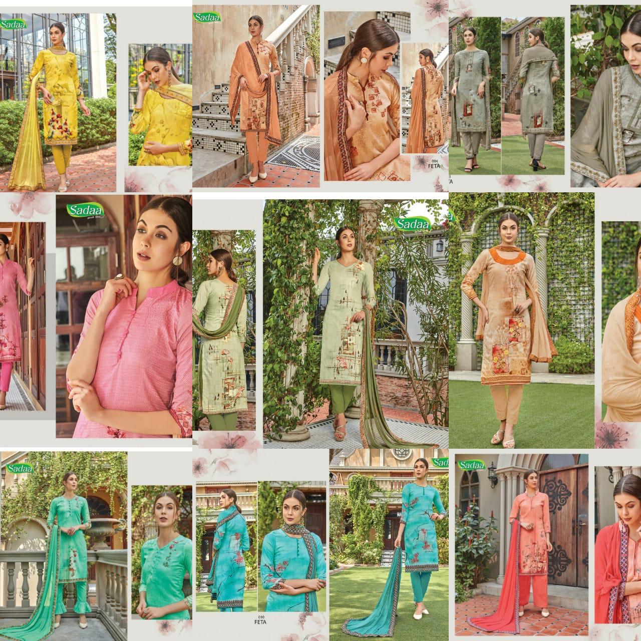 Feta Vol-1 By Sadaa 001 To 010 Series Indian Traditional Wear Collection Beautiful Stylish Fancy Colorful Party Wear & Occasional Wear Glace Printed With Embroidery Dress At Wholesale Price