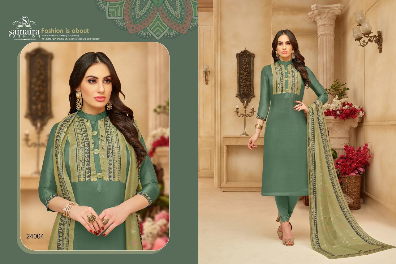 Fidaa Vol-2 By Samaira Fashion 24003 To 24008 Series Beautiful Collection Suits Stylish Fancy Colorful Casual Wear & Ethnic Wear Pure Upada Silk Embroidered Dresses At Wholesale Price