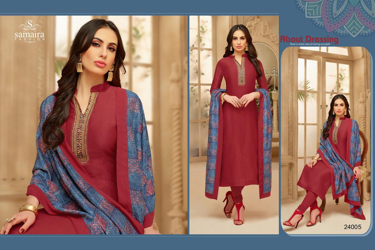 Fidaa Vol-2 By Samaira Fashion 24003 To 24008 Series Beautiful Collection Suits Stylish Fancy Colorful Casual Wear & Ethnic Wear Pure Upada Silk Embroidered Dresses At Wholesale Price