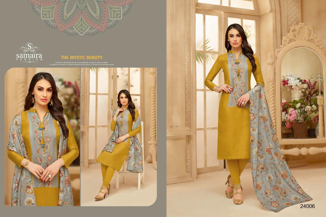 Fidaa Vol-2 By Samaira Fashion 24003 To 24008 Series Beautiful Collection Suits Stylish Fancy Colorful Casual Wear & Ethnic Wear Pure Upada Silk Embroidered Dresses At Wholesale Price
