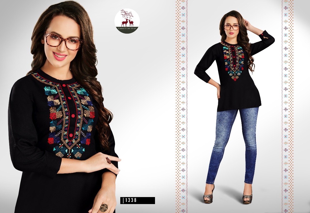 Fiona Vol-3 Nx By Mrigya 1335 To 1343 Series Stylish Colorful Fancy Beautiful Casual Wear & Ethnic Wear Heavy Rayon Embroidered Kurtis/ Tops At Wholesale Price