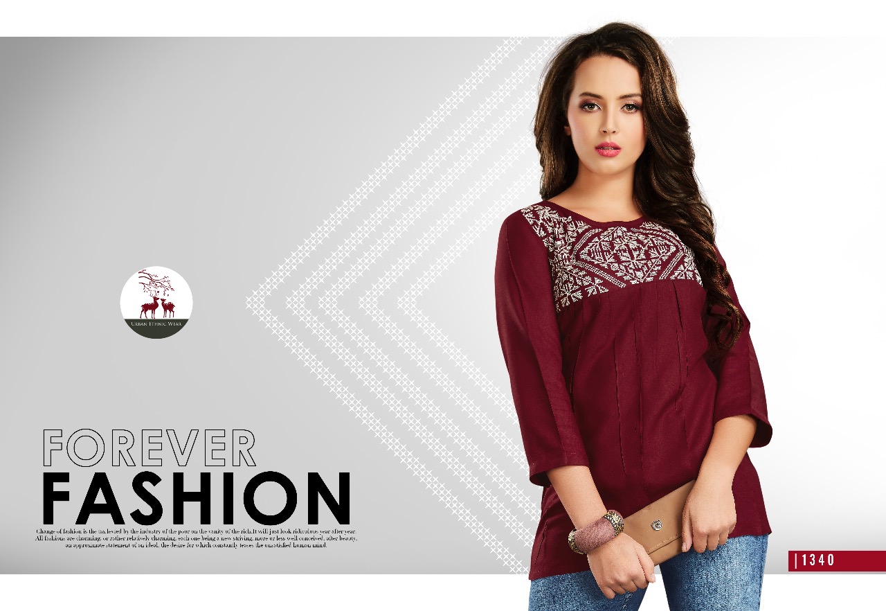 Fiona Vol-3 Nx By Mrigya 1335 To 1343 Series Stylish Colorful Fancy Beautiful Casual Wear & Ethnic Wear Heavy Rayon Embroidered Kurtis/ Tops At Wholesale Price