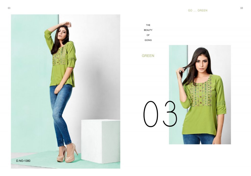 Fiona Vol-5 Nx By Mrigya 1378 To 1385 Series Beautiful Colorful Stylish Fancy Casual Wear & Ethnic Wear & Ready To Wear Rayon Embroidered Kurtis/ Tops At Wholesale Price