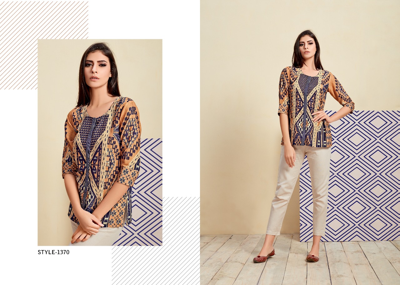 Fiona Digital Vol-2 By Mrigya 1370 To 1377 Series Beautiful Stylish Fancy Colorful Casual Wear & Ethnic Wear & Ready To Wear Cotton Printed Tops At Wholesale Price