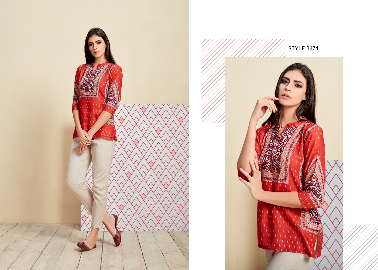 Fiona Digital Vol-2 By Mrigya 1370 To 1377 Series Beautiful Stylish Fancy Colorful Casual Wear & Ethnic Wear & Ready To Wear Cotton Printed Tops At Wholesale Price