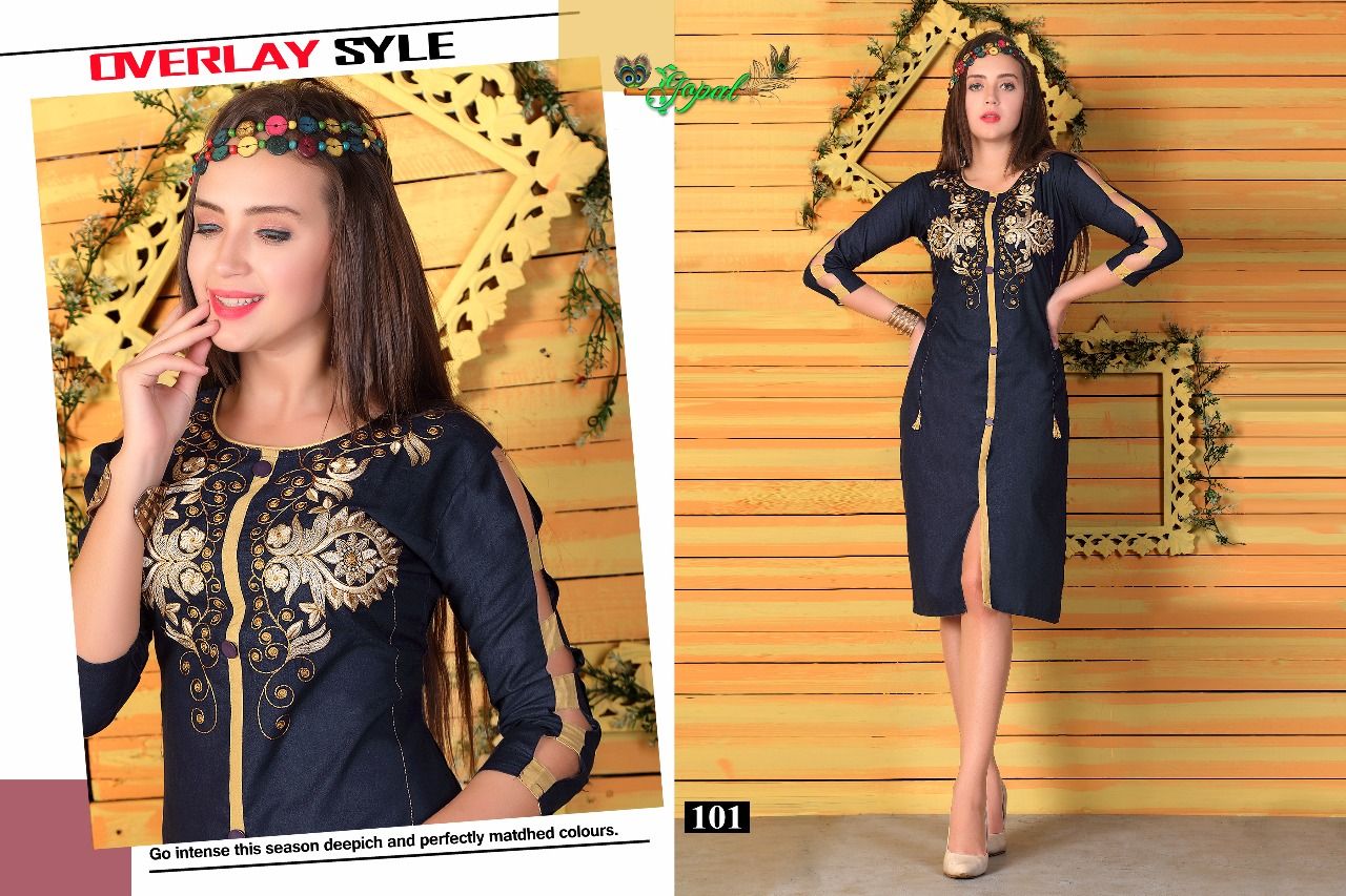 Fiona By Gopal 101 To 110 Series Stylish Fancy Beautiful Colorful Casual Wear & Ethnic Wear Heavy Denim Printed Kurtis At Wholesale Price