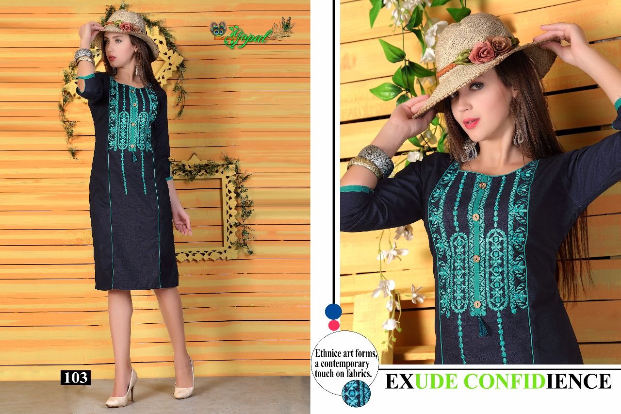 Fiona By Gopal 101 To 110 Series Stylish Fancy Beautiful Colorful Casual Wear & Ethnic Wear Heavy Denim Printed Kurtis At Wholesale Price