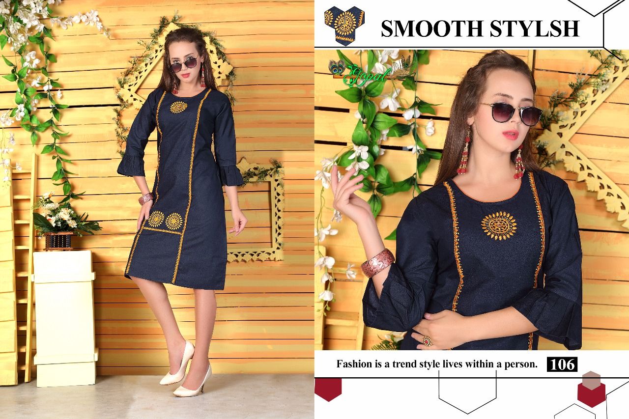 Fiona By Gopal 101 To 110 Series Stylish Fancy Beautiful Colorful Casual Wear & Ethnic Wear Heavy Denim Printed Kurtis At Wholesale Price