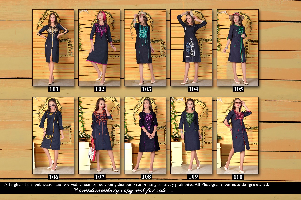 Fiona By Gopal 101 To 110 Series Stylish Fancy Beautiful Colorful Casual Wear & Ethnic Wear Heavy Denim Printed Kurtis At Wholesale Price