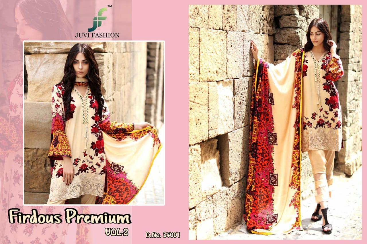Firdous Premium Vol-2 By Juvi Fashion 34001 To 34005 Series Beautiful Suits Stylish Fancy Colorful Party Wear & Ethnic Wear Cotton Satin Print Dresses At Wholesale Price