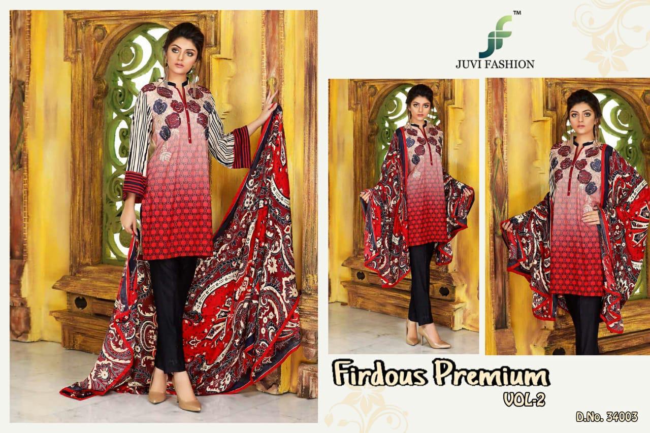 Firdous Premium Vol-2 By Juvi Fashion 34001 To 34005 Series Beautiful Suits Stylish Fancy Colorful Party Wear & Ethnic Wear Cotton Satin Print Dresses At Wholesale Price