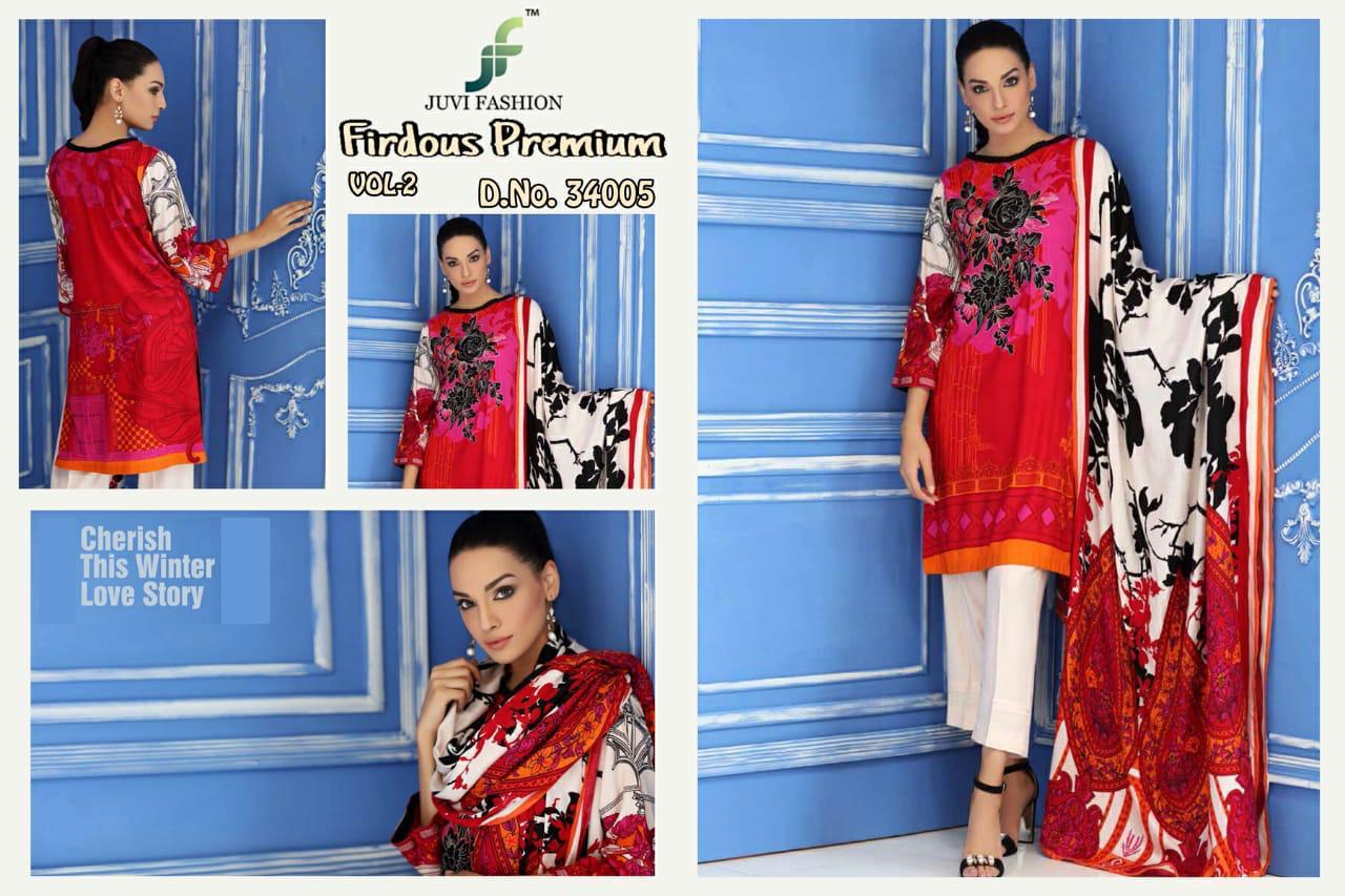 Firdous Premium Vol-2 By Juvi Fashion 34001 To 34005 Series Beautiful Suits Stylish Fancy Colorful Party Wear & Ethnic Wear Cotton Satin Print Dresses At Wholesale Price