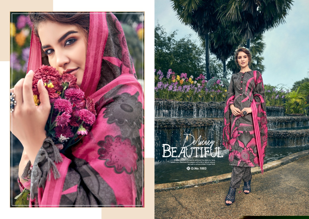 Firdoz By Sumyra 1001 To 1010 Series Beautiful Stylish Fancy Colorful Casual & Party Wear & Ethnic Wear Pure Pashmina Butti Printed Dresses At Wholesale Price