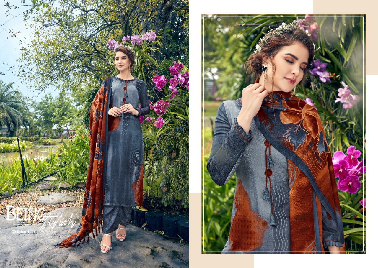 Firdoz By Sumyra 1001 To 1010 Series Beautiful Stylish Fancy Colorful Casual & Party Wear & Ethnic Wear Pure Pashmina Butti Printed Dresses At Wholesale Price