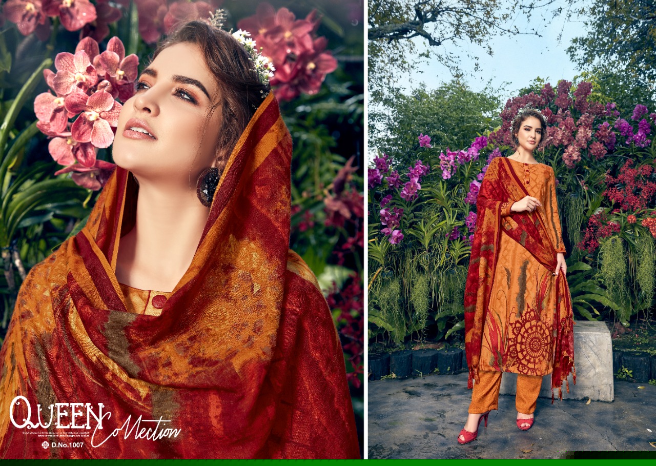 Firdoz By Sumyra 1001 To 1010 Series Beautiful Stylish Fancy Colorful Casual & Party Wear & Ethnic Wear Pure Pashmina Butti Printed Dresses At Wholesale Price