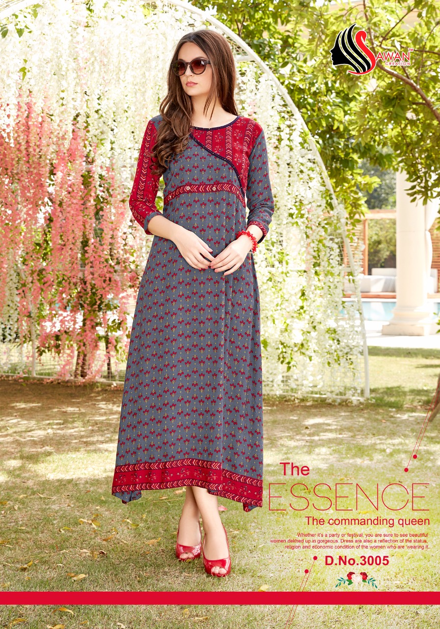 Fiza Vol-3 By Sawan Creation 3001 To 3010 Series Beautiful Colorful Stylish Fancy Casual Wear & Ethnic Wear & Ready To Wear Heavy Rayon Printed Kurtis At Wholesale Price