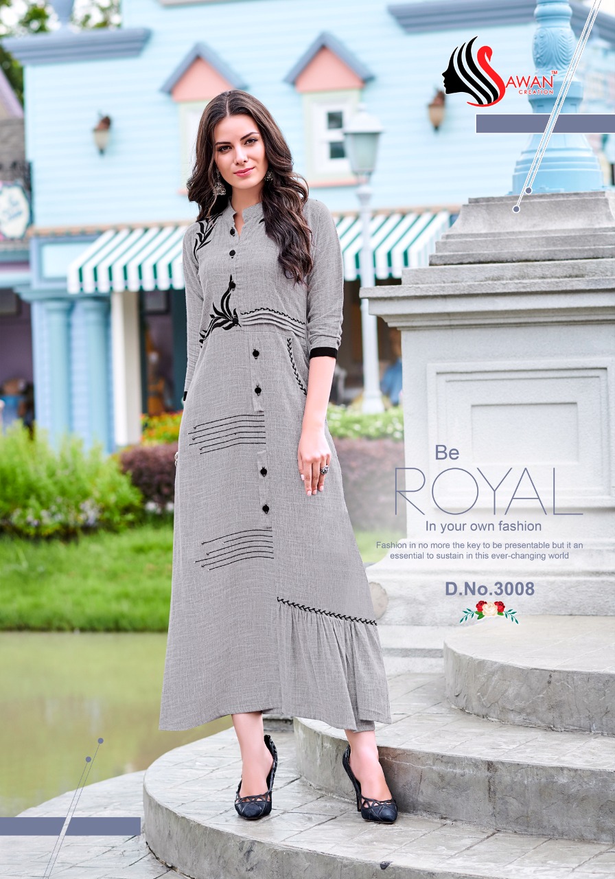 Fiza Vol-3 By Sawan Creation 3001 To 3010 Series Beautiful Colorful Stylish Fancy Casual Wear & Ethnic Wear & Ready To Wear Heavy Rayon Printed Kurtis At Wholesale Price