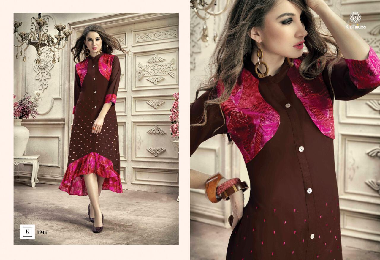 Fling By Krishriyaa 5941 To 5951 Series Beautiful Stylish Fancy Colorful Casual Wear & Ethnic Wear Rayon Embroidered Kurtis At Wholesale Price