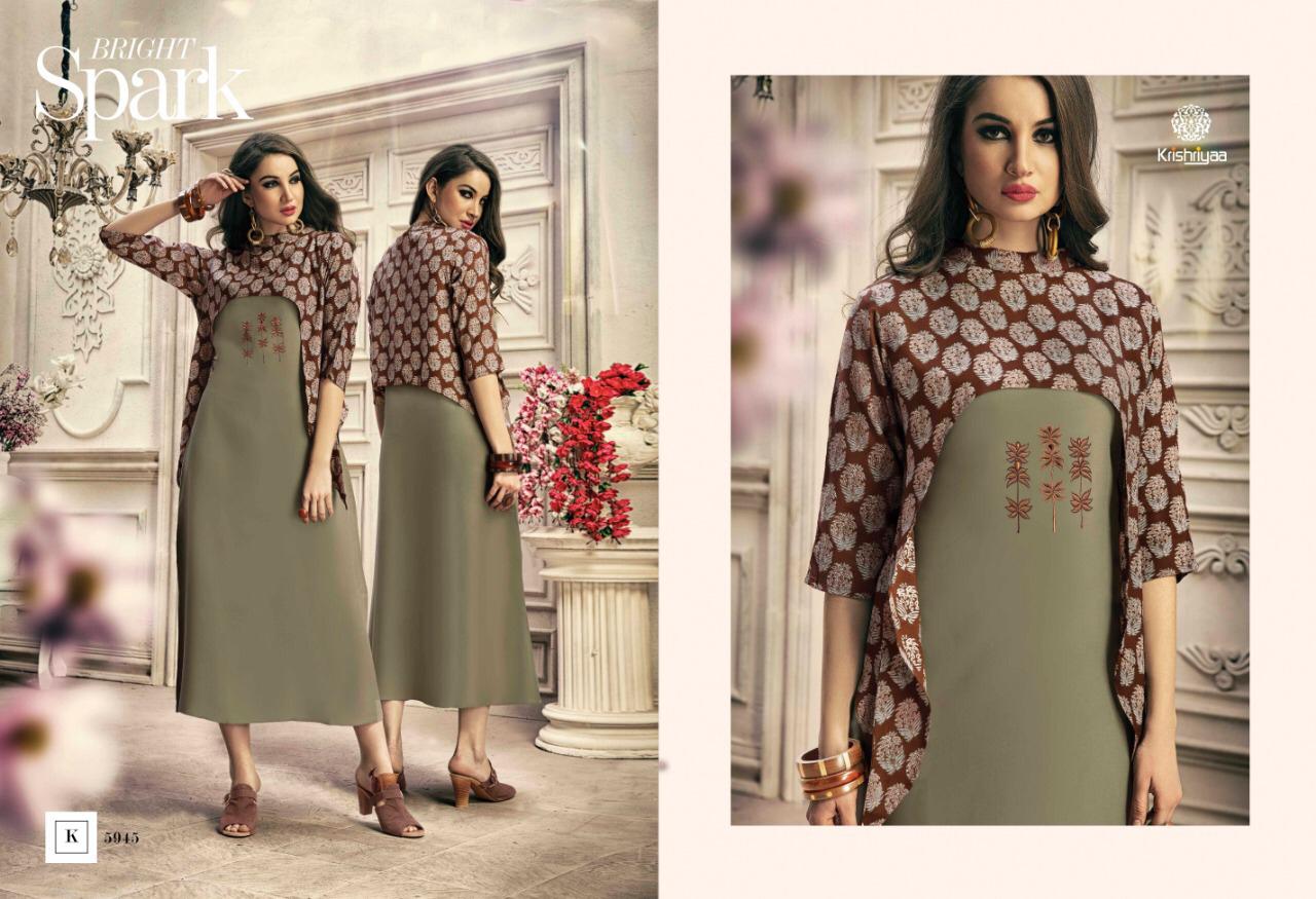 Fling By Krishriyaa 5941 To 5951 Series Beautiful Stylish Fancy Colorful Casual Wear & Ethnic Wear Rayon Embroidered Kurtis At Wholesale Price