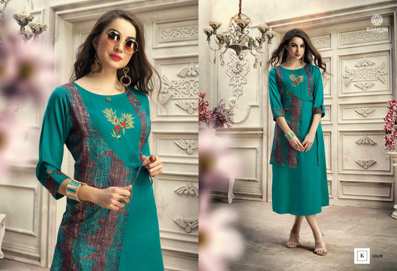 Fling By Krishriyaa 5941 To 5951 Series Beautiful Stylish Fancy Colorful Casual Wear & Ethnic Wear Rayon Embroidered Kurtis At Wholesale Price