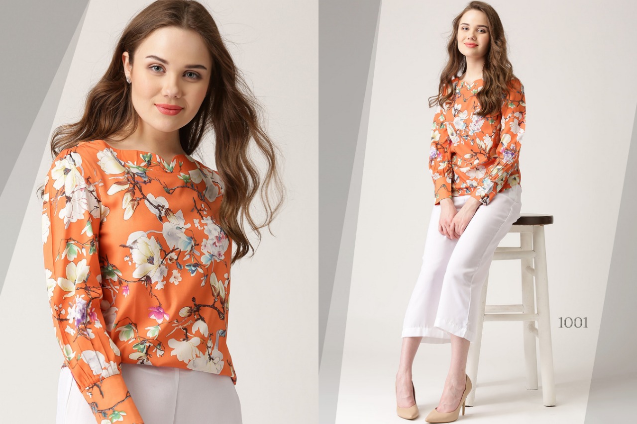 Flora Vol-2 By Kaamiri 1001 To 1003 Series Beautiful Stylish Fancy Colorful Casual Wear & Ethnic Wear & Ready To Wear American Crepe Printed Tops At Wholesale Price