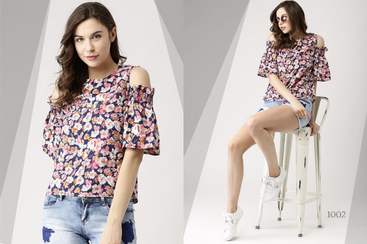 Flora Vol-2 By Kaamiri 1001 To 1003 Series Beautiful Stylish Fancy Colorful Casual Wear & Ethnic Wear & Ready To Wear American Crepe Printed Tops At Wholesale Price