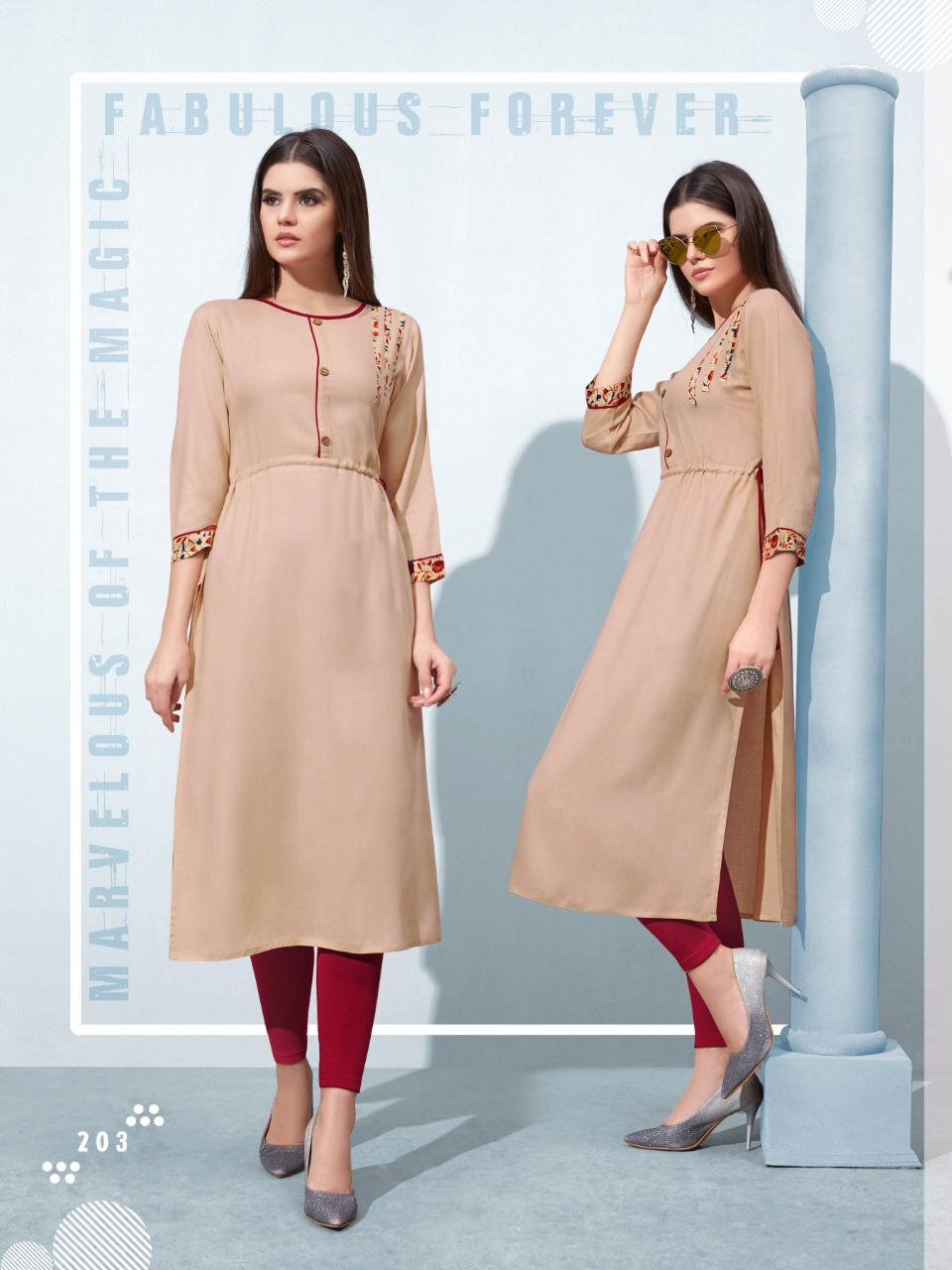 Flora Vol-2 By Laher Fashion 201 To 212 Series Beautiful Colorful Stylish Fancy Casual Wear & Ethnic Wear & Ready To Wear Rayon Printed Kurtis At Wholesale Price
