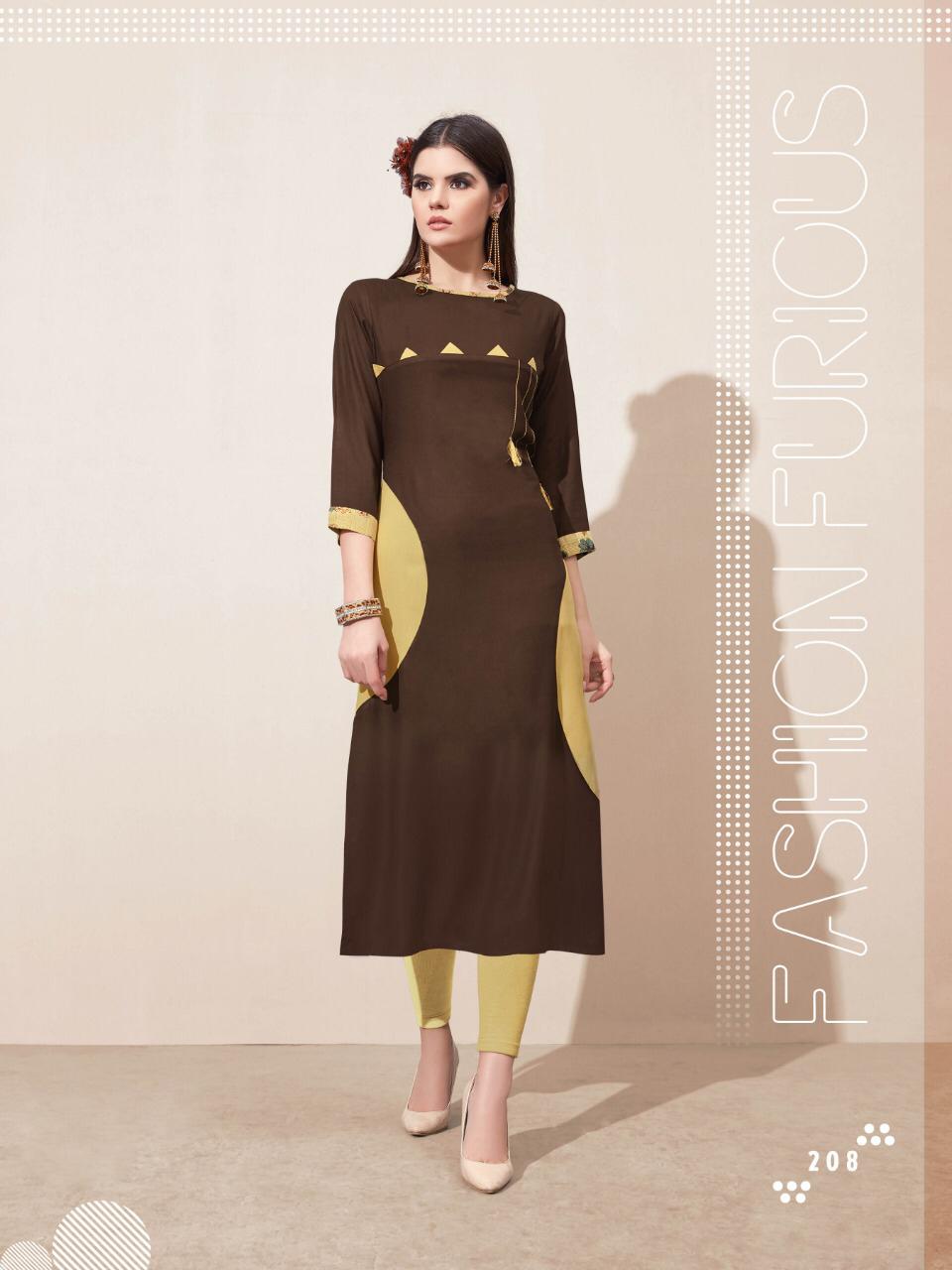 Flora Vol-2 By Laher Fashion 201 To 212 Series Beautiful Colorful Stylish Fancy Casual Wear & Ethnic Wear & Ready To Wear Rayon Printed Kurtis At Wholesale Price