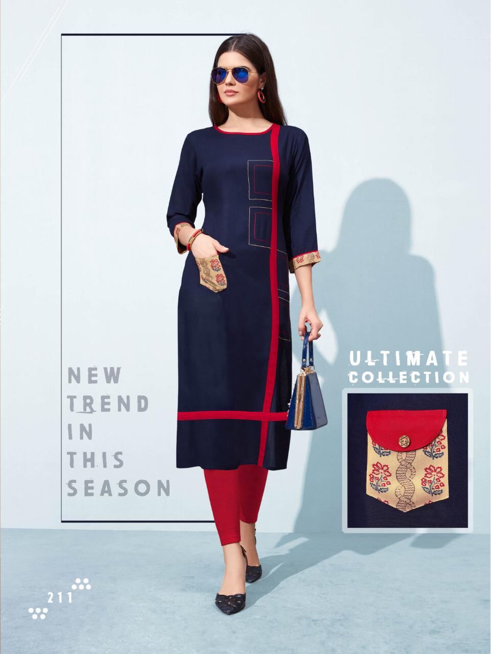 Flora Vol-2 By Laher Fashion 201 To 212 Series Beautiful Colorful Stylish Fancy Casual Wear & Ethnic Wear & Ready To Wear Rayon Printed Kurtis At Wholesale Price