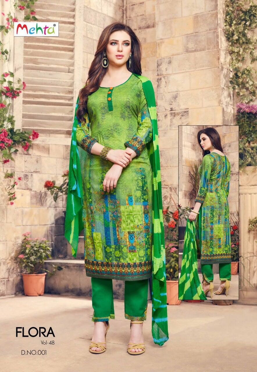 Flora Vol-48 By Mehta 001 To 010 Series Beautiful Stylish Fancy Colorful Casual Wear & Ethnic Wear Collection Pure Cotton Printed Dresses At Wholesale Price