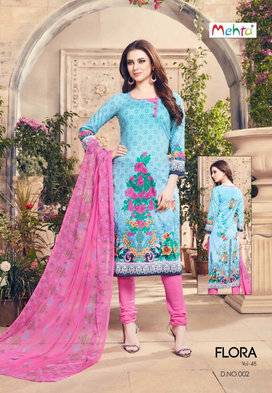 Flora Vol-48 By Mehta 001 To 010 Series Beautiful Stylish Fancy Colorful Casual Wear & Ethnic Wear Collection Pure Cotton Printed Dresses At Wholesale Price
