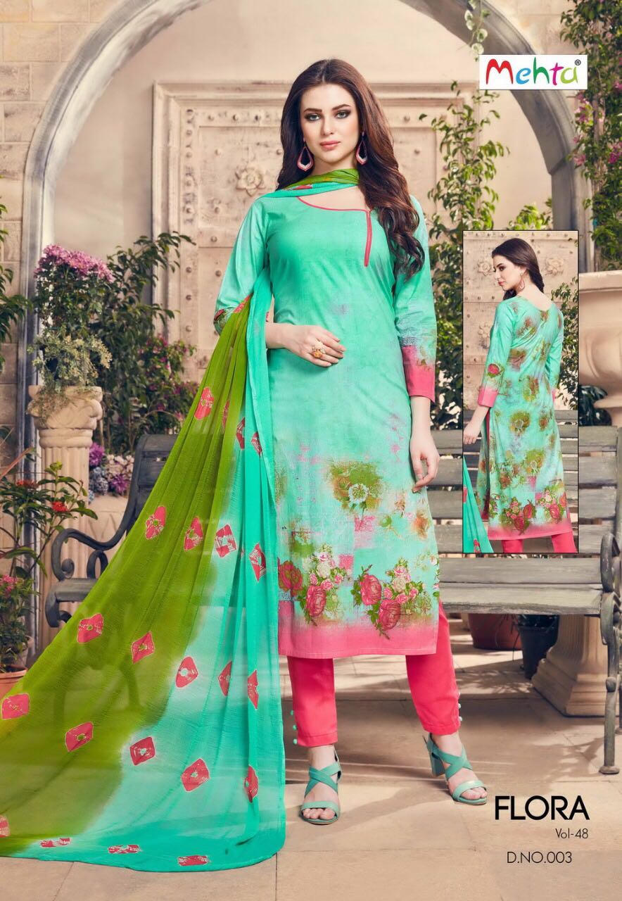 Flora Vol-48 By Mehta 001 To 010 Series Beautiful Stylish Fancy Colorful Casual Wear & Ethnic Wear Collection Pure Cotton Printed Dresses At Wholesale Price
