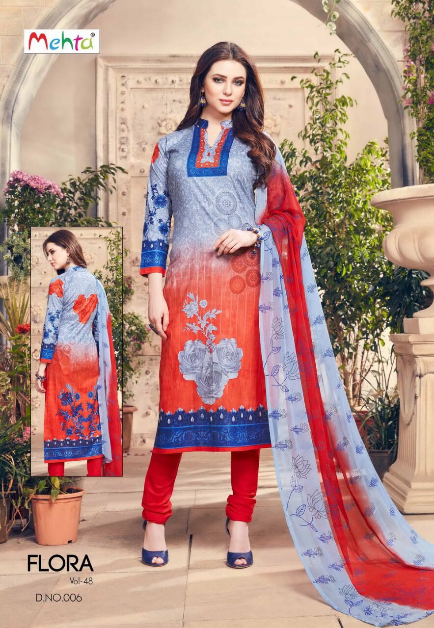 Flora Vol-48 By Mehta 001 To 010 Series Beautiful Stylish Fancy Colorful Casual Wear & Ethnic Wear Collection Pure Cotton Printed Dresses At Wholesale Price