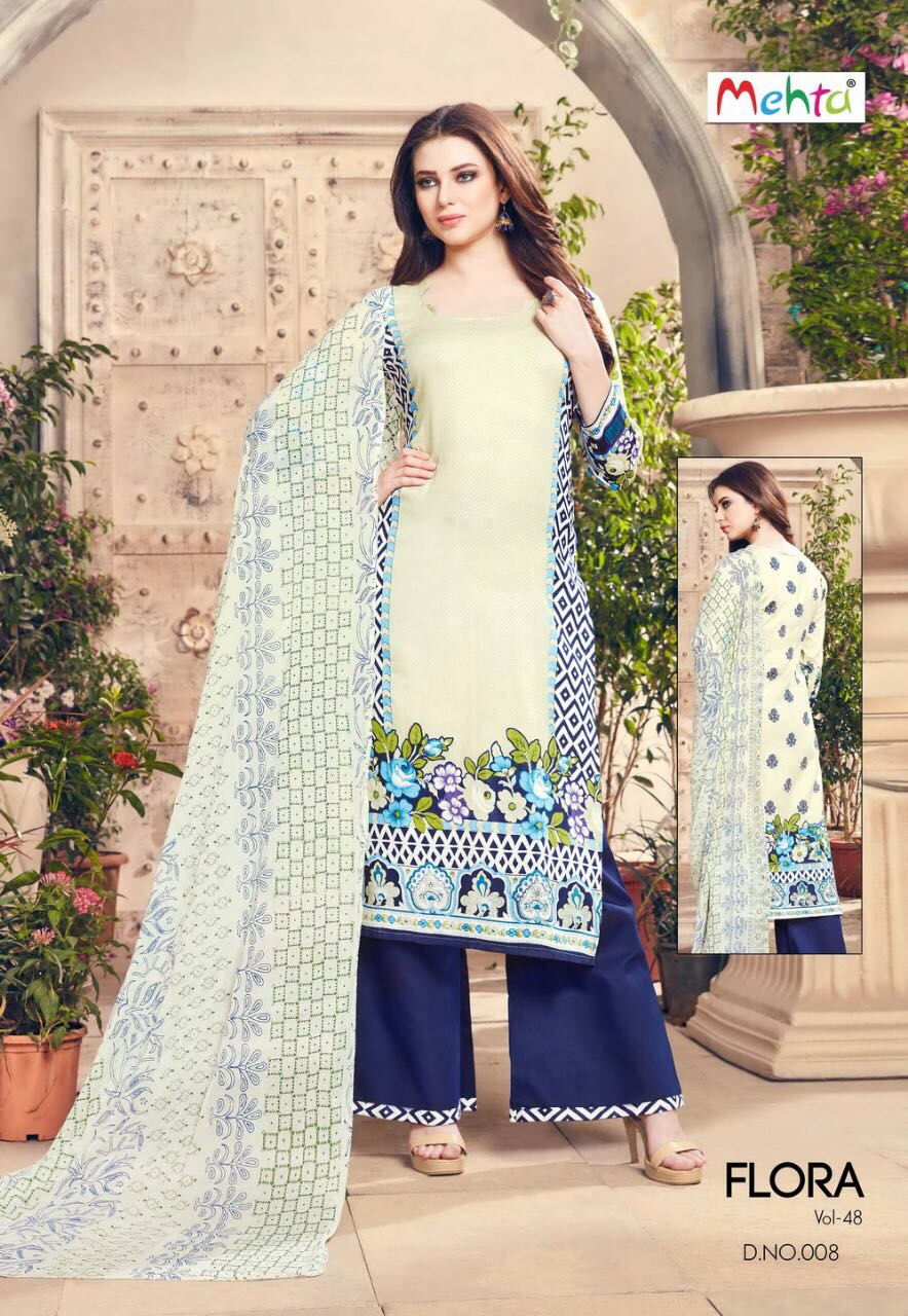 Flora Vol-48 By Mehta 001 To 010 Series Beautiful Stylish Fancy Colorful Casual Wear & Ethnic Wear Collection Pure Cotton Printed Dresses At Wholesale Price